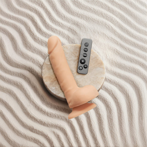 Rotierender & vibrationsfähiger realistischer Dildo - Ferngesteuert - Vanilla - strap-on-me®