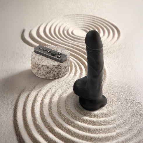 Rotierender & vibrationsfähiger realistischer Dildo - Ferngesteuert - Schwarz - strap-on-me®