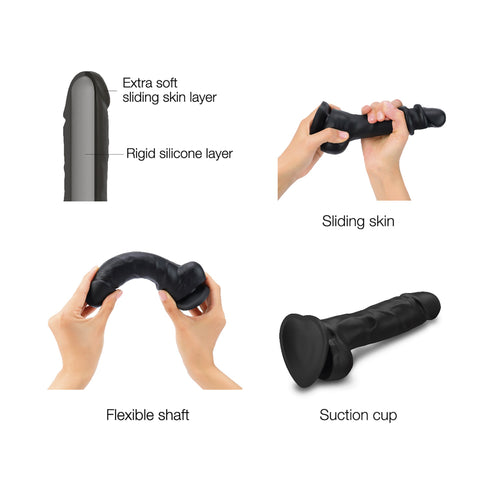 Realistischer Sliding Skin Dildo färben Schwarz