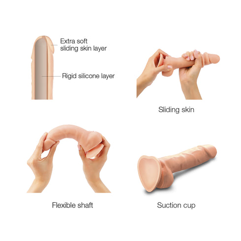 Realistischer Sliding Skin Dildo färben Vanille
