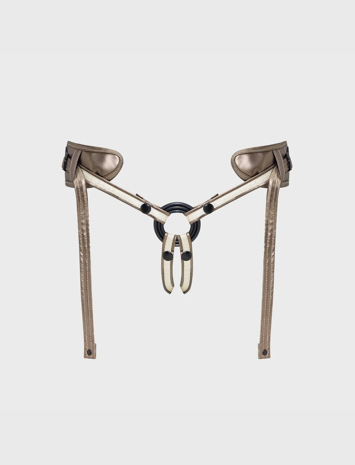 Faux leather harness Strap-on-Me Desirous golden bronze one-size adjustable elegant design