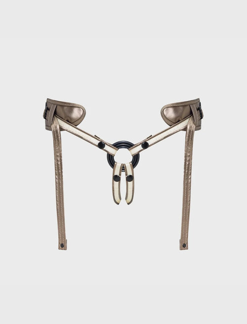 Faux leather harness Strap-on-Me Desirous golden bronze one-size adjustable elegant design