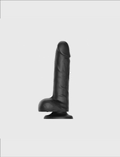 Rotating vibrating realistic dildo Strap-on-Me in black with lifelike texture and ergonomic design for versatile and comfortable use