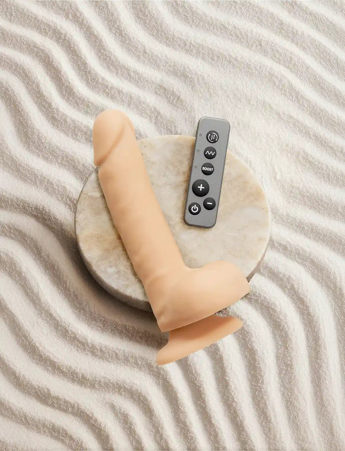 Rotating vibrating realistic dildo Strap-on-Me in vanilla with lifelike texture and ergonomic design for versatile and comfortable use