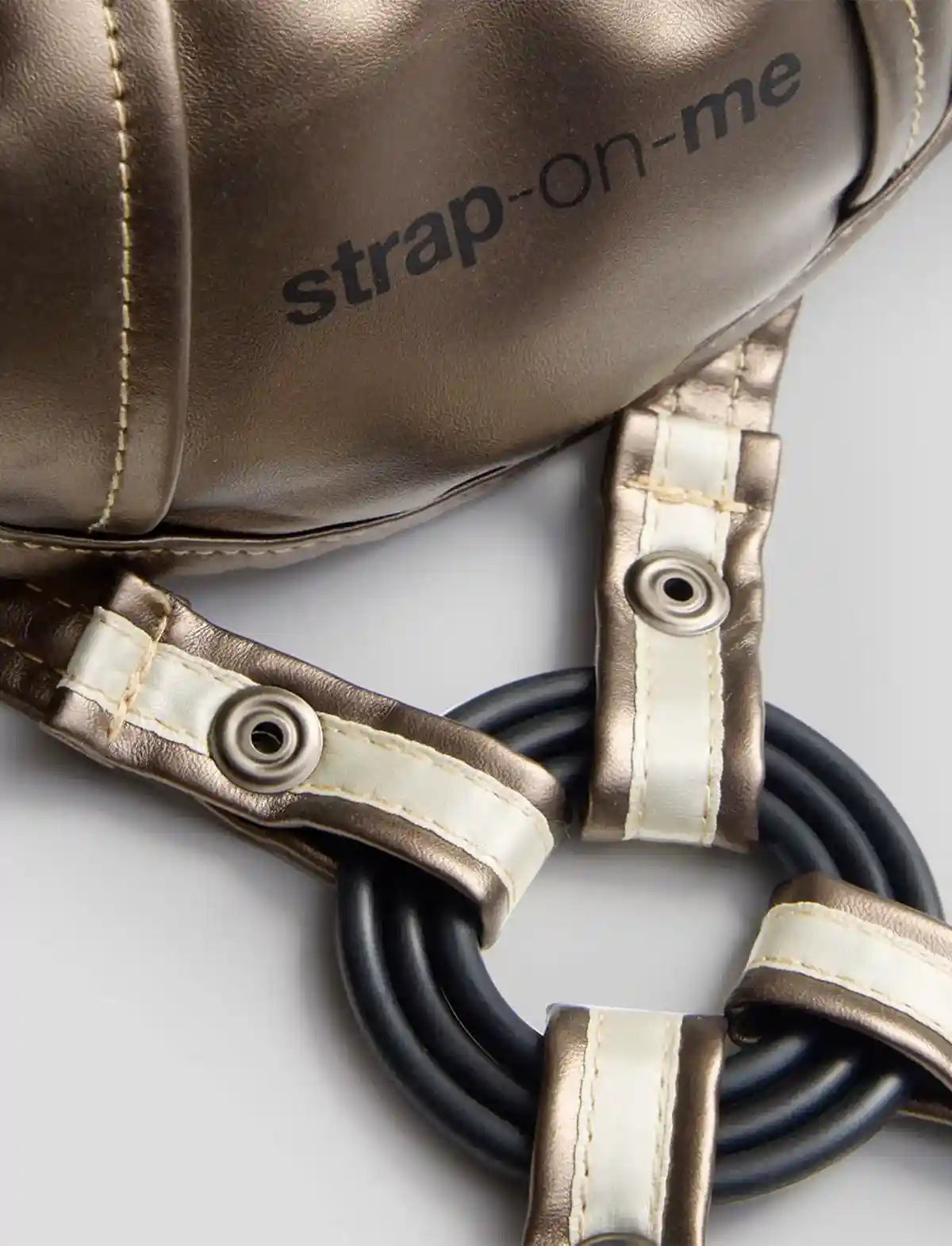 Faux leather harness Strap-on-Me Desirous golden bronze one-size adjustable elegant design