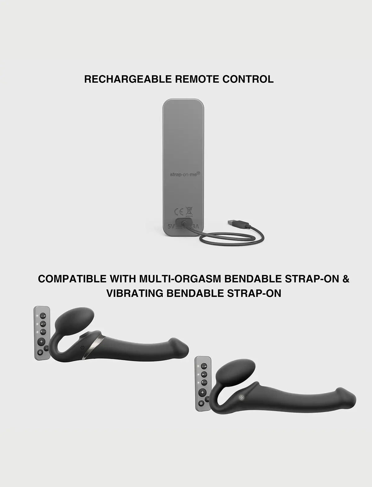 Rechargeable Strap-on-Me remote control for easy wireless operation and convenient use