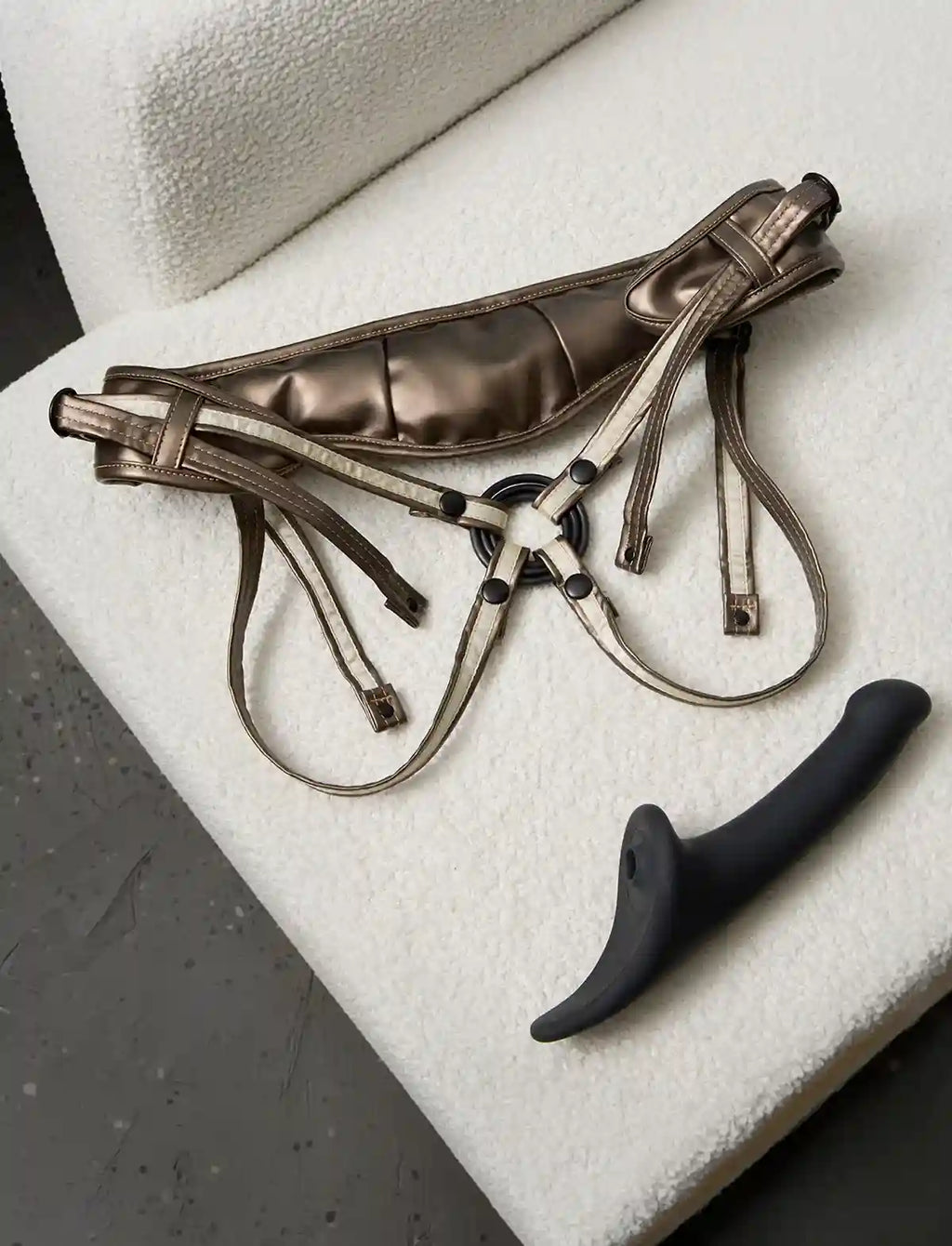 Faux leather harness Strap-on-Me Desirous golden bronze one-size adjustable elegant design