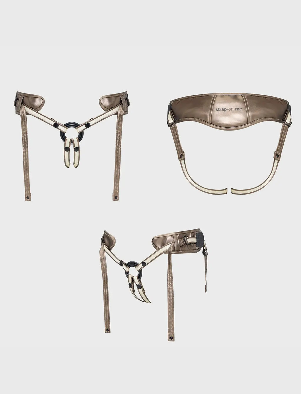 Faux leather harness Strap-on-Me Desirous golden bronze one-size adjustable elegant design