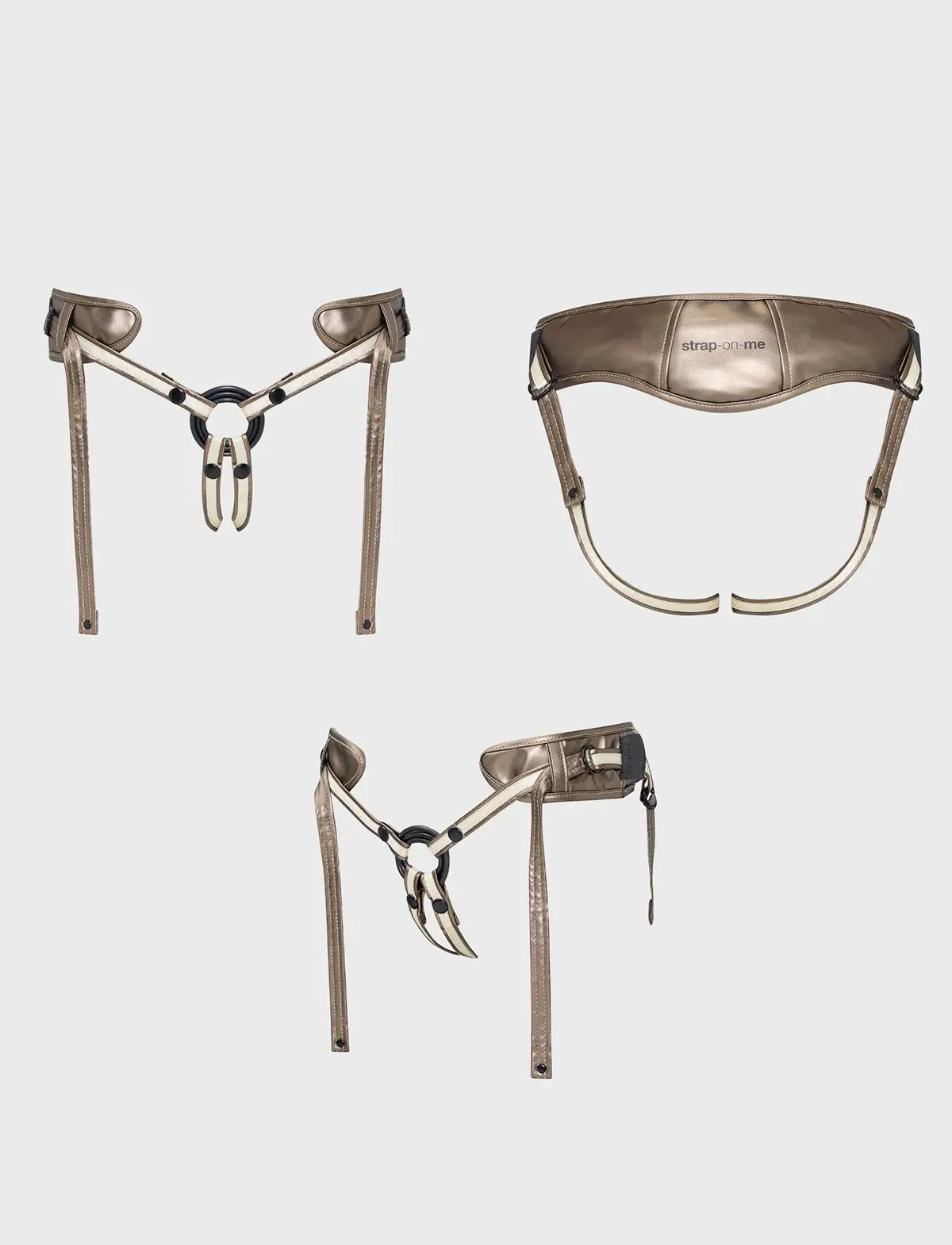 Faux leather harness Strap-on-Me Desirous golden bronze one-size adjustable elegant design