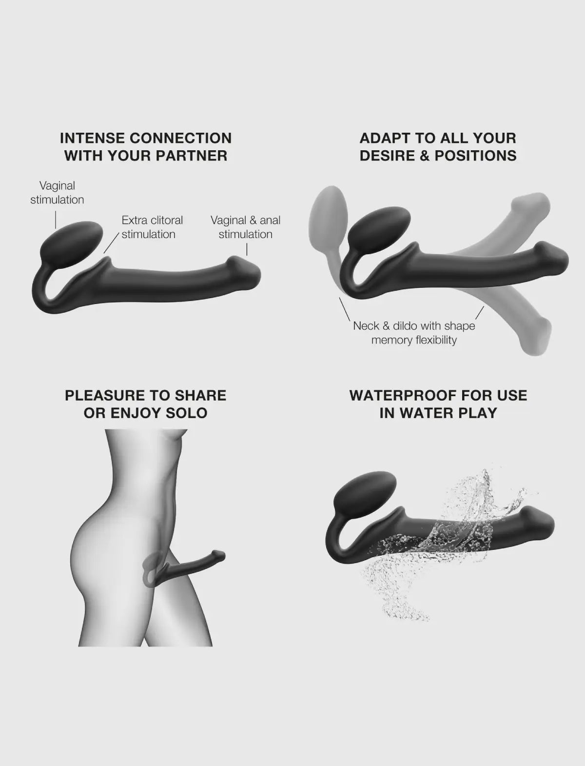 Classic Strap-on-Me strap-on new version in black with ergonomic design for comfortable and secure wear