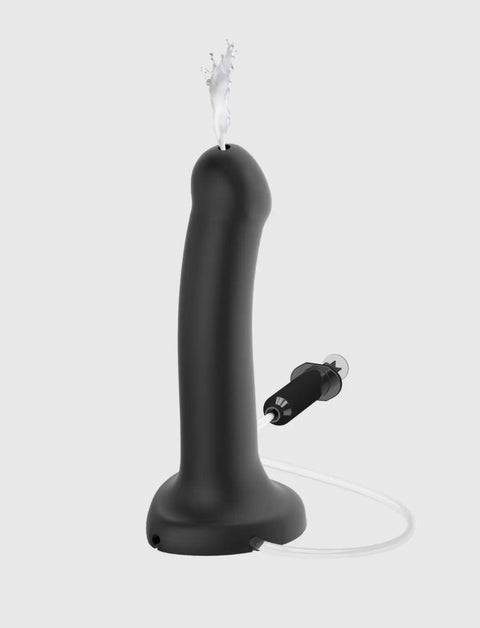 Ejaculating dildo Strap-on-Me in black with lifelike texture and ergonomic design for a realistic and comfortable use