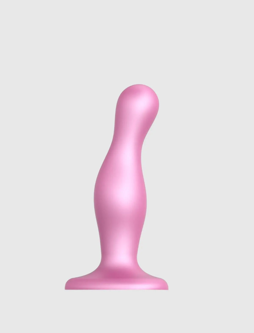 Hybrid dildo collection Strap-on-Me curvy anal plug in metallic candy pink with ergonomic design for comfortable and gradual use
