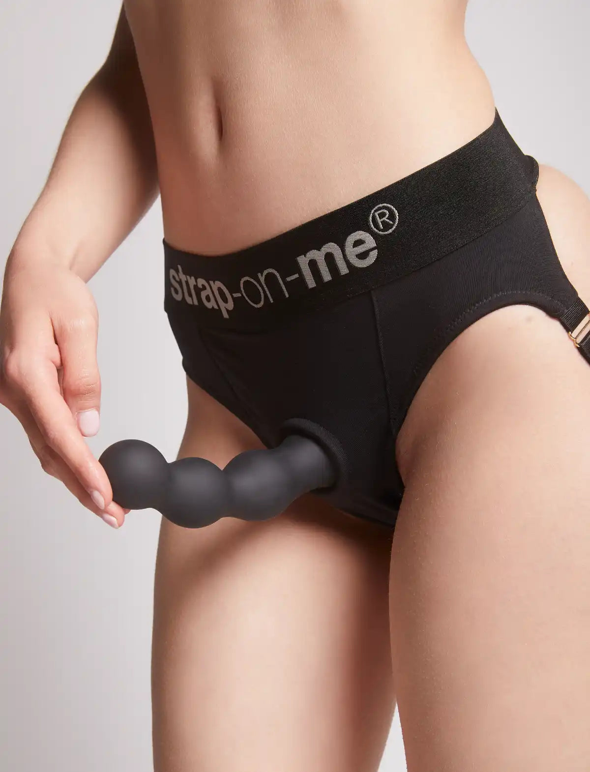Hybrid dildo collection Strap-on-Me plug balls in black with ergonomic design for comfortable use and gradual stimulation