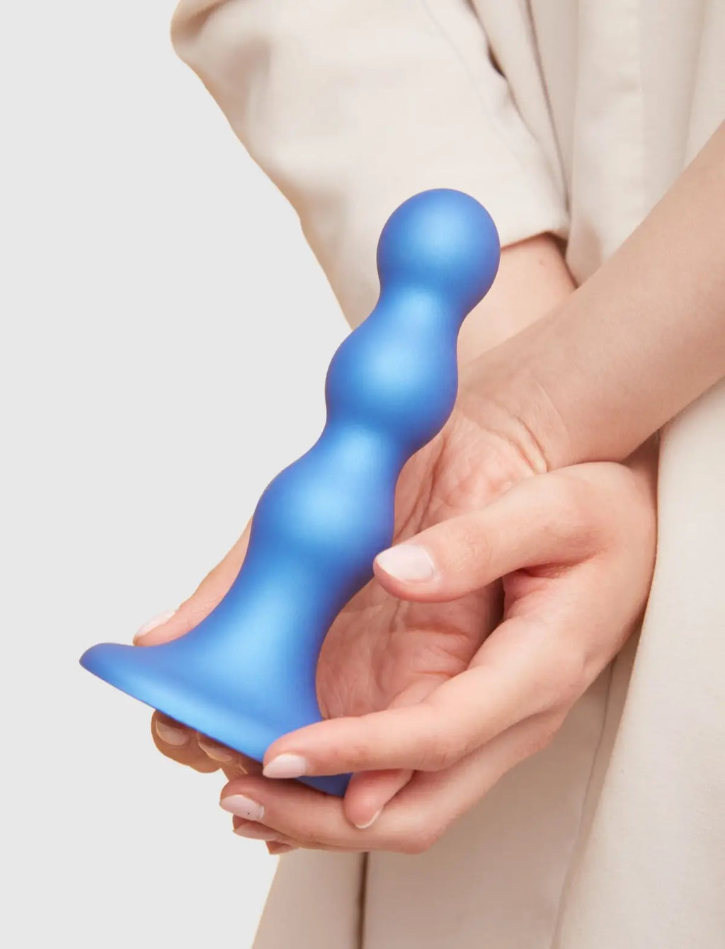 Hybrid dildo collection Strap-on-Me plug balls in blue with ergonomic design for comfortable use and gradual stimulation