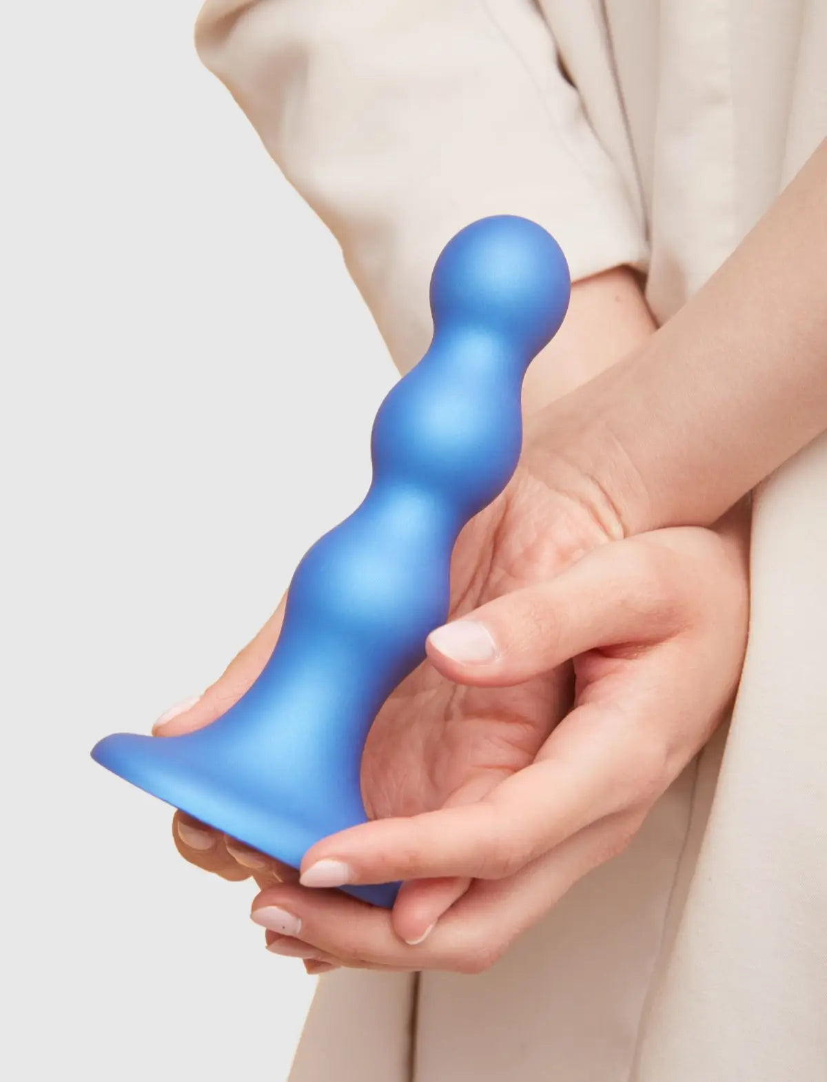 Hybrid dildo collection Strap-on-Me plug balls in blue with ergonomic design for comfortable use and gradual stimulation