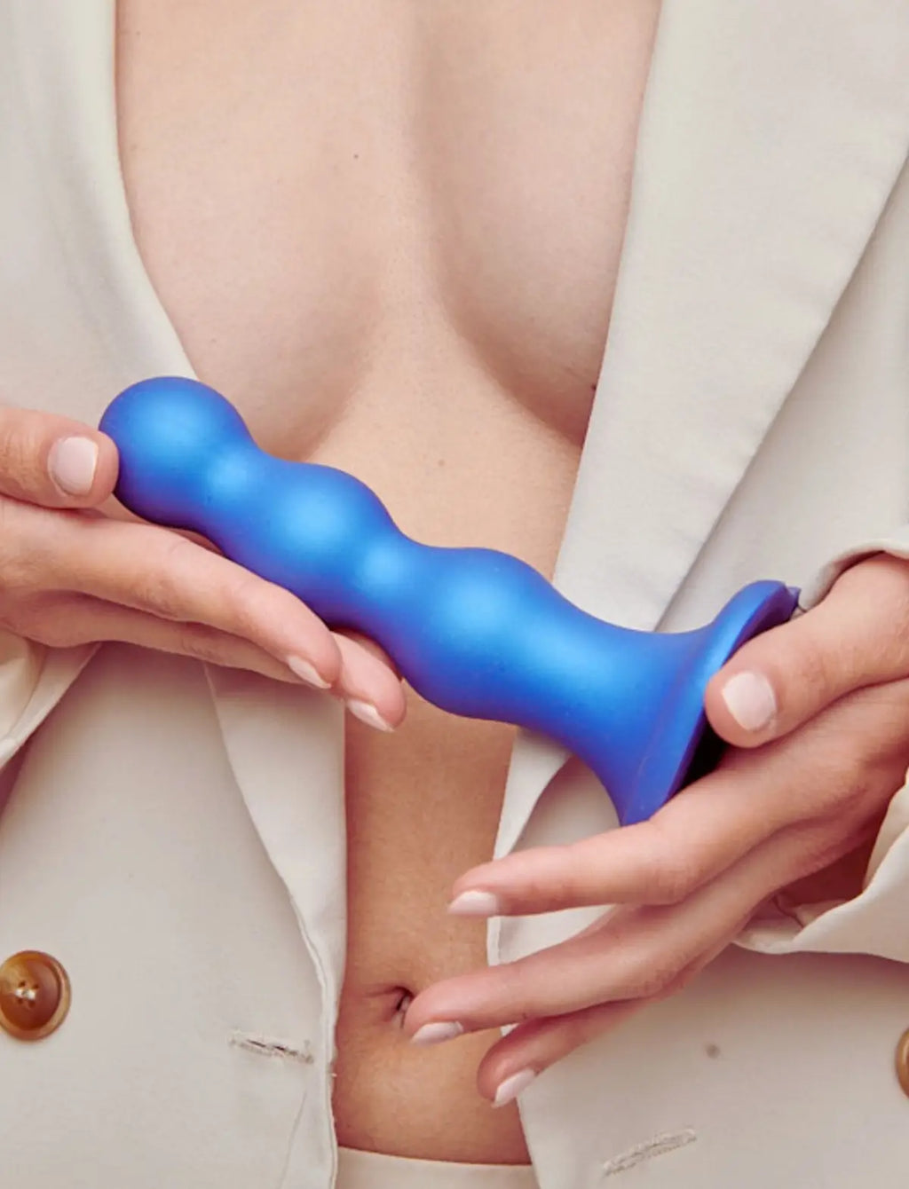 Hybrid dildo collection Strap-on-Me plug balls in blue with ergonomic design for comfortable use and gradual stimulation