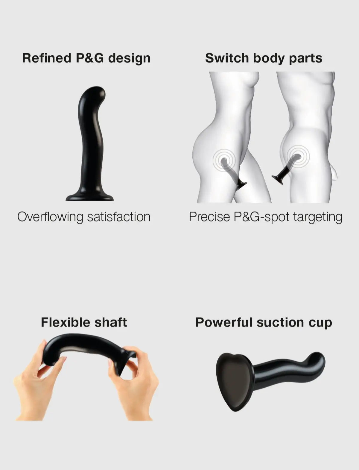Hybrid dildo collection Strap-on-Me Point P and G dildo designed for targeted stimulation with ergonomic shape and versatile use