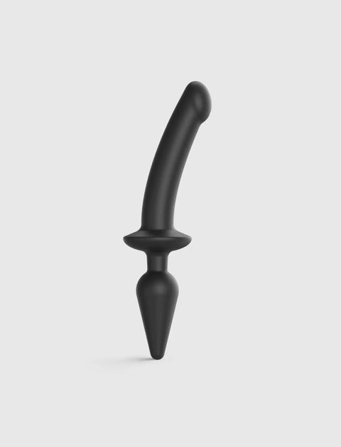 Hybrid plug-in dildo Strap-on-Me black with modular design and realistic texture