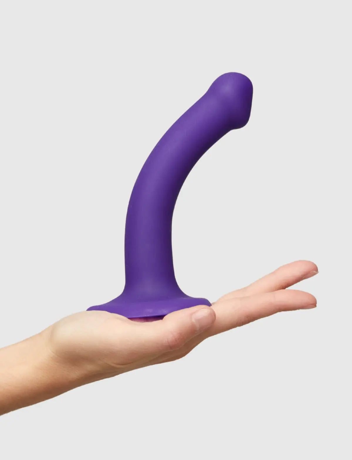 Semi-realistic bendable double-density dildo Strap-on-Me in violet with lifelike texture and flexible ergonomic design for versatile use