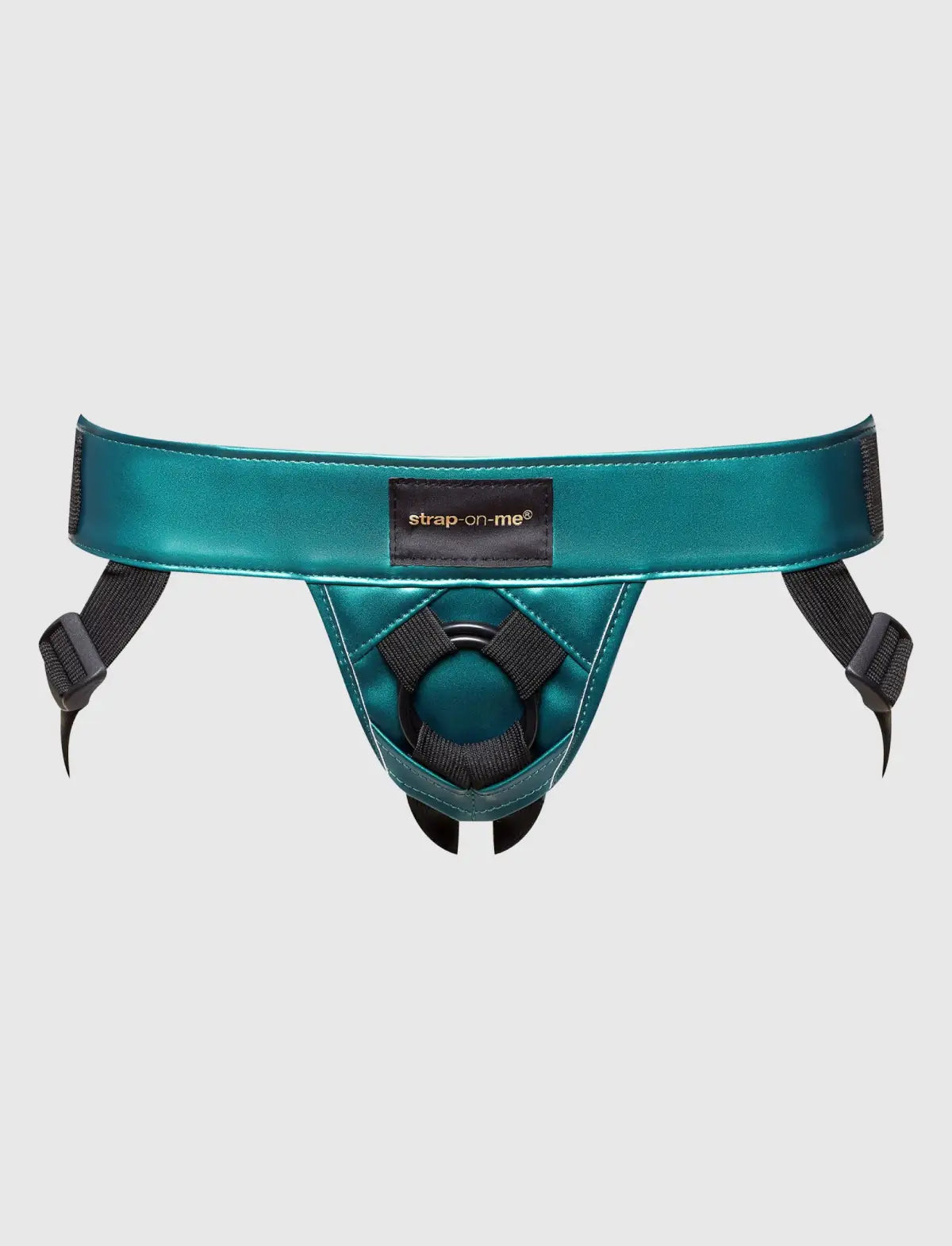 Faux leather harness Strap-on-Me metallic green adjustable fit stylish design