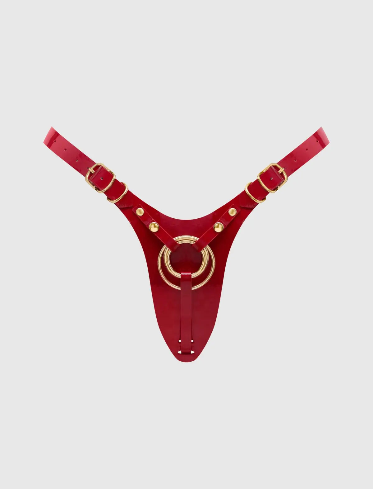 Faux leather harness Strap-on-Me glossy red adjustable fit elegant design