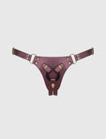 Faux leather harness Strap-on-Me metallic aubergine adjustable fit elegant design
