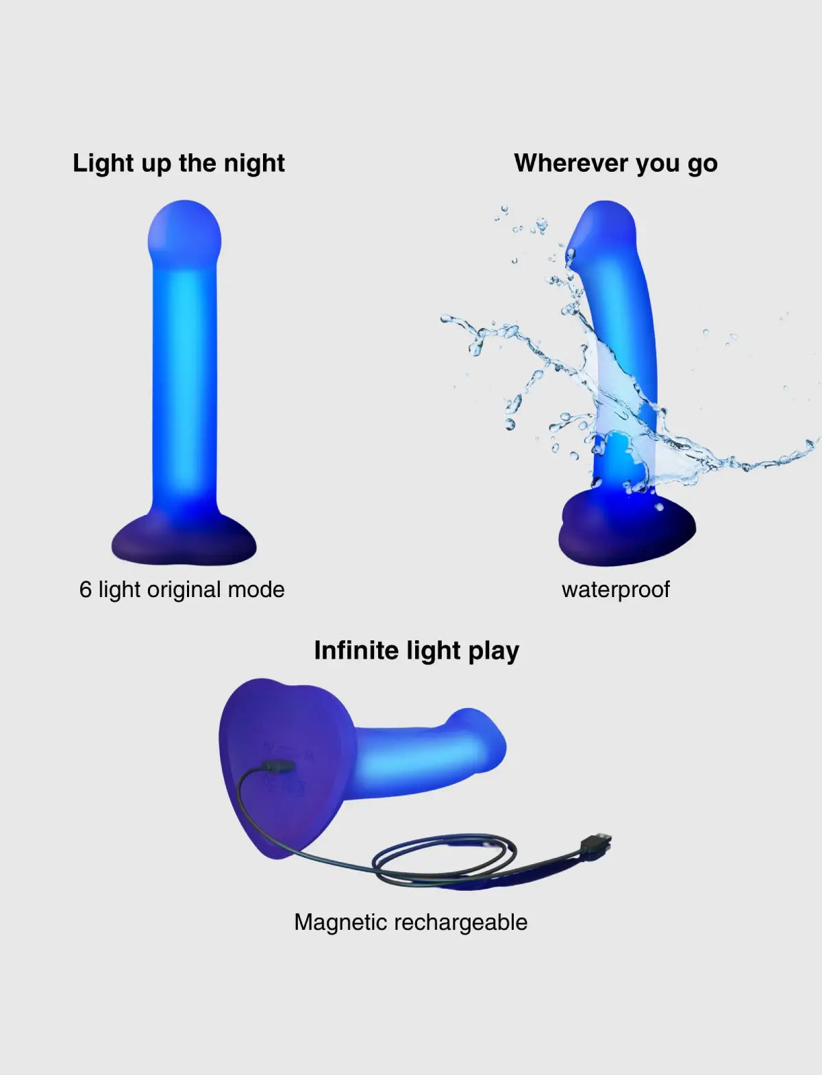 Glow LED semi-realistic Strap-on-Me dildo with luminous design and lifelike texture for enhanced visual and sensory experience