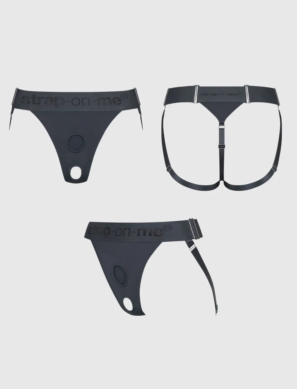 Unique lingerie harness Strap-on-Me grey adjustable fit minimalist design