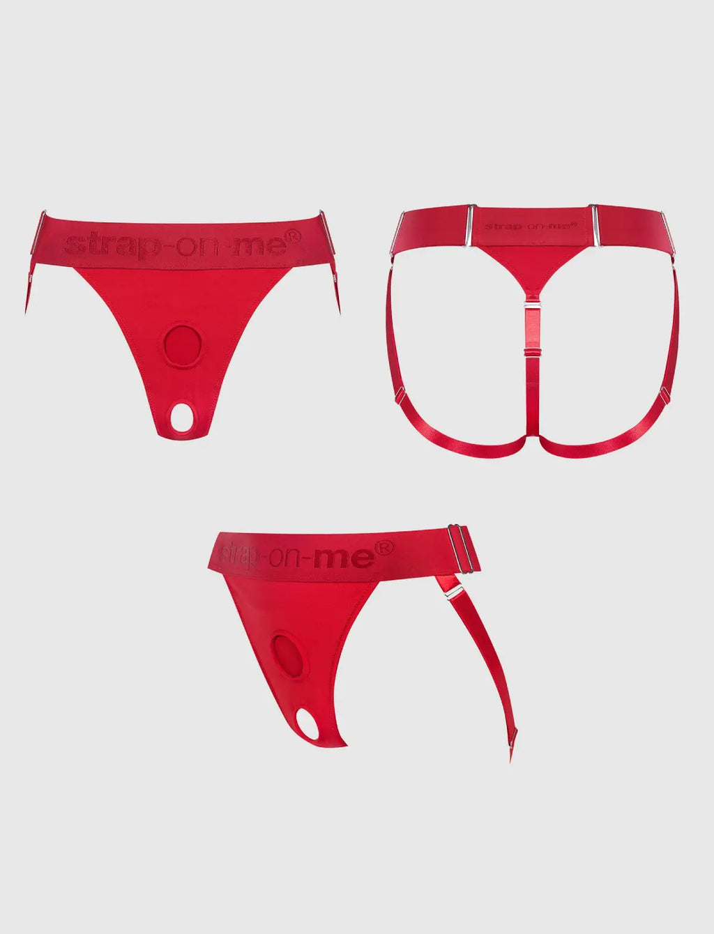 Unique lingerie harness Strap-on-Me red adjustable fit minimalist design