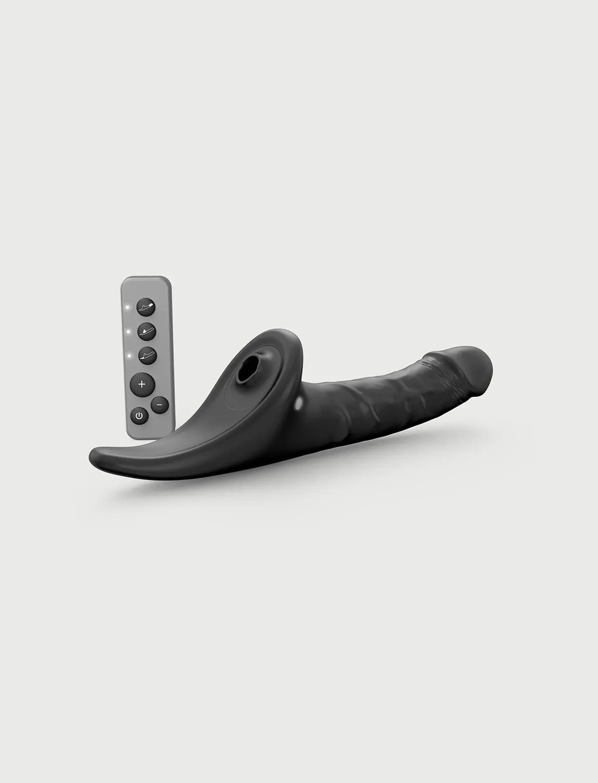 Multi-orgasm realistic dildo Strap-on-Me in black with lifelike texture and ergonomic design for versatile and comfortable use