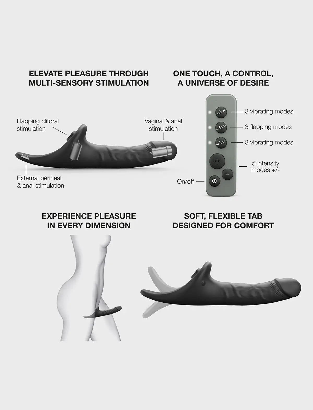 Multi-orgasm realistic dildo Strap-on-Me in black with lifelike texture and ergonomic design for versatile and comfortable use
