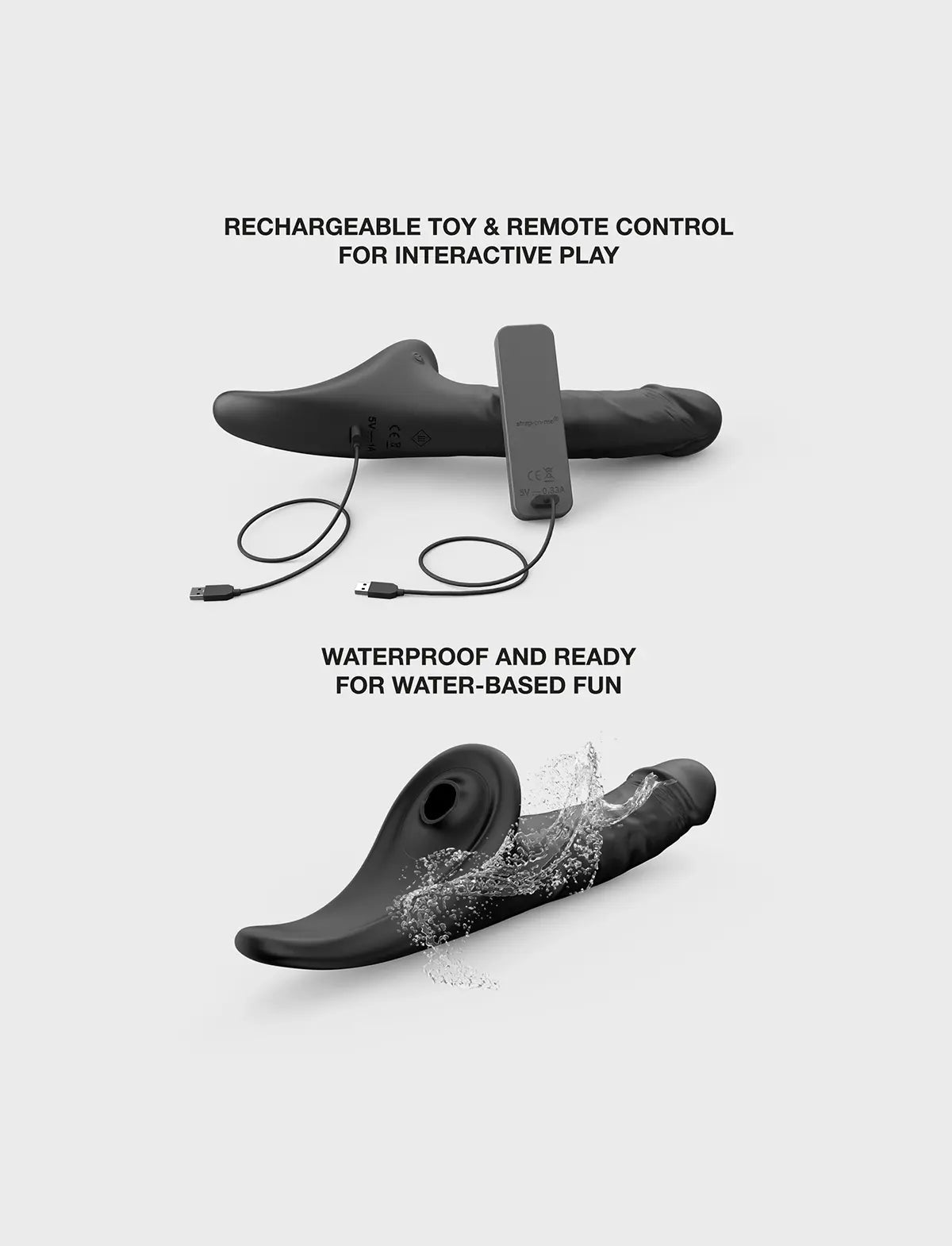 Multi-orgasm realistic dildo Strap-on-Me in black with lifelike texture and ergonomic design for versatile and comfortable use