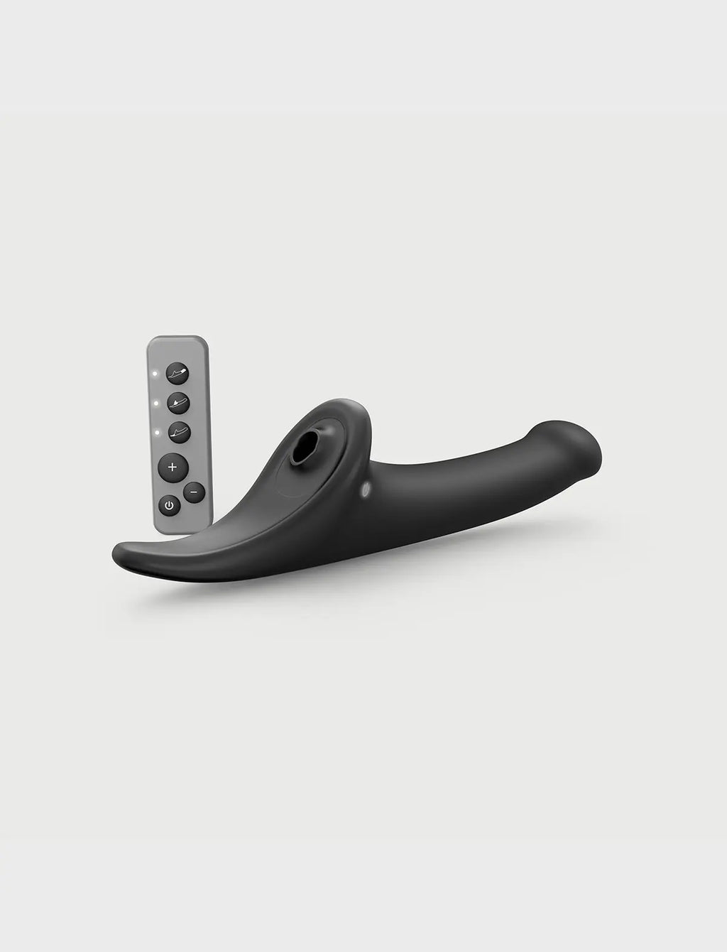 Multi-orgasm semi-realistic Strap-on-Me dildo in black with lifelike texture and ergonomic design for versatile and comfortable use