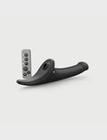 Multi-orgasm semi-realistic Strap-on-Me dildo in black with lifelike texture and ergonomic design for versatile and comfortable use