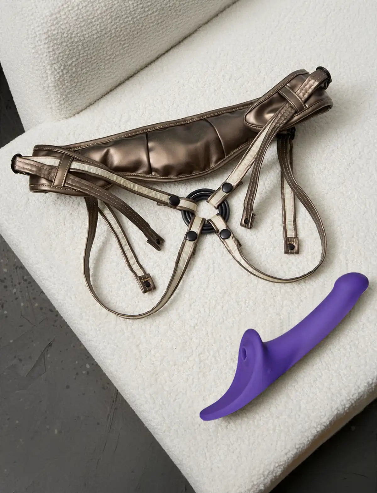 Multi-orgasm semi-realistic Strap-on-Me dildo in violet with lifelike texture and ergonomic design for versatile and comfortable use