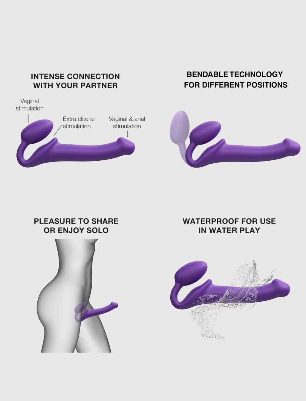 Non-vibrating classic Strap-on-Me strap-on original version in violet with ergonomic design for comfortable and secure wear