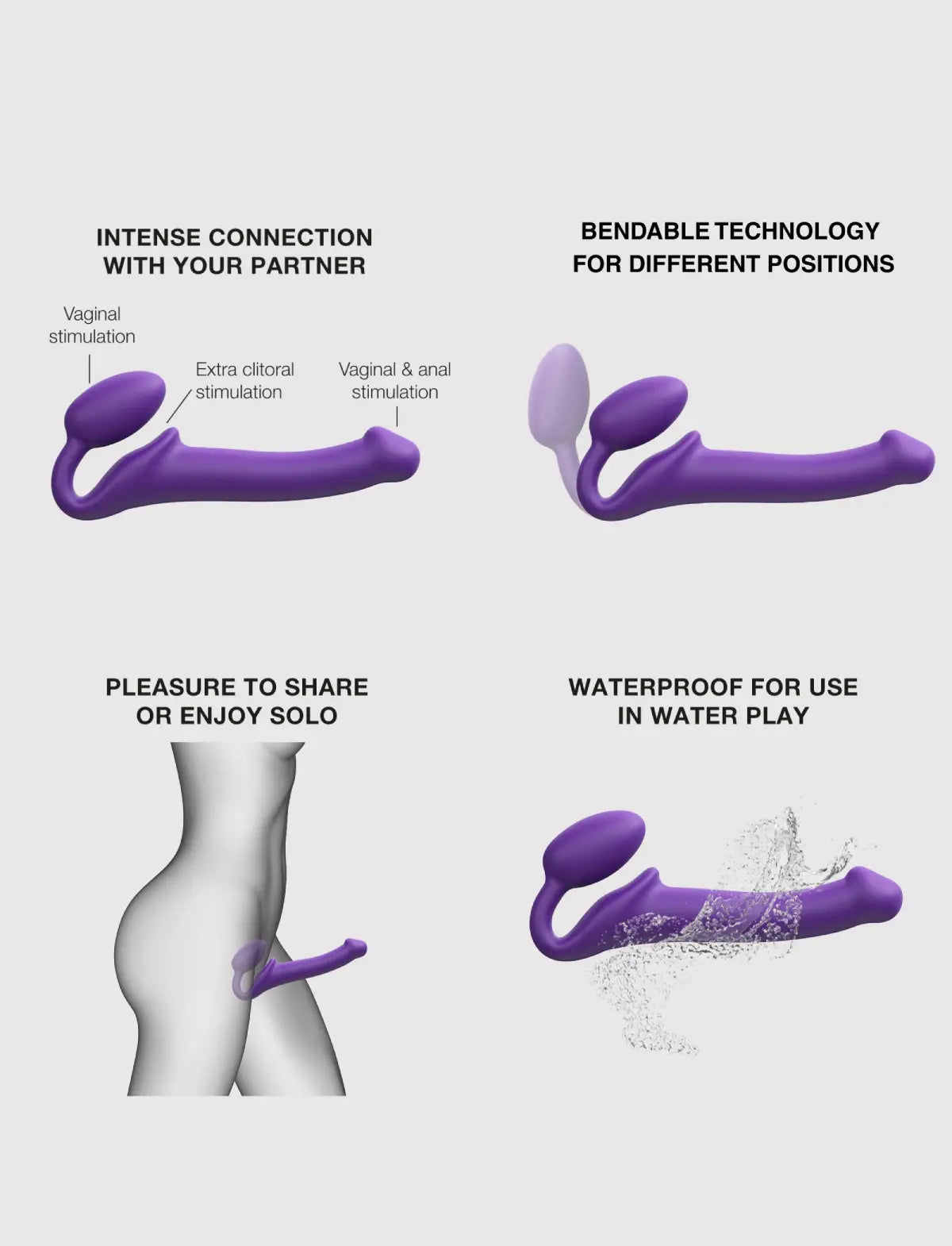 Non-vibrating classic Strap-on-Me strap-on original version in violet with ergonomic design for comfortable and secure wear