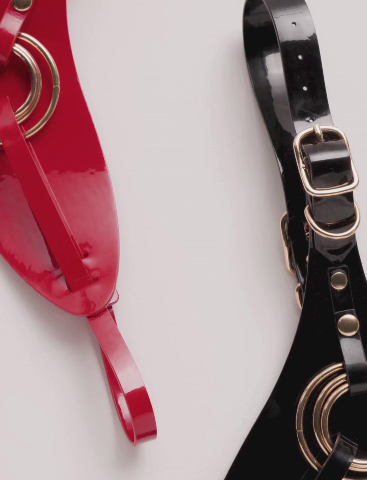 Faux leather harness Strap-on-Me glossy red adjustable fit elegant design