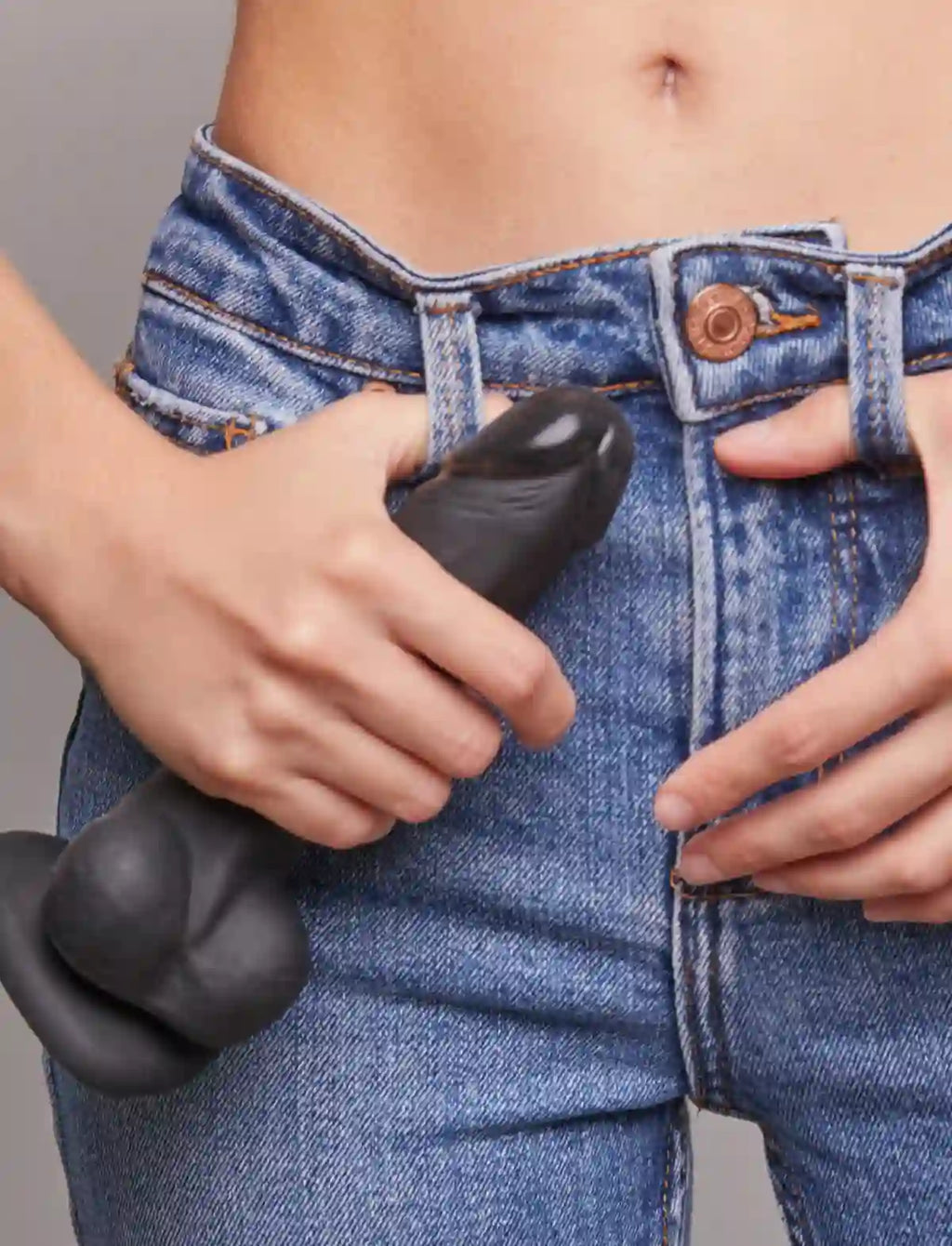 Realistic dildo Strap-on-Me in black with lifelike texture and natural finish for a realistic and comfortable feel