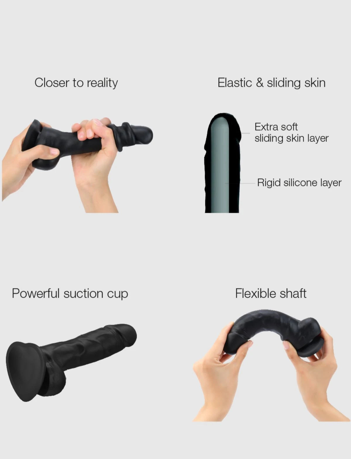 Realistic sliding-skin dildo Strap-on-Me in fuchsia with lifelike texture and ergonomic design for a natural and comfortable feel