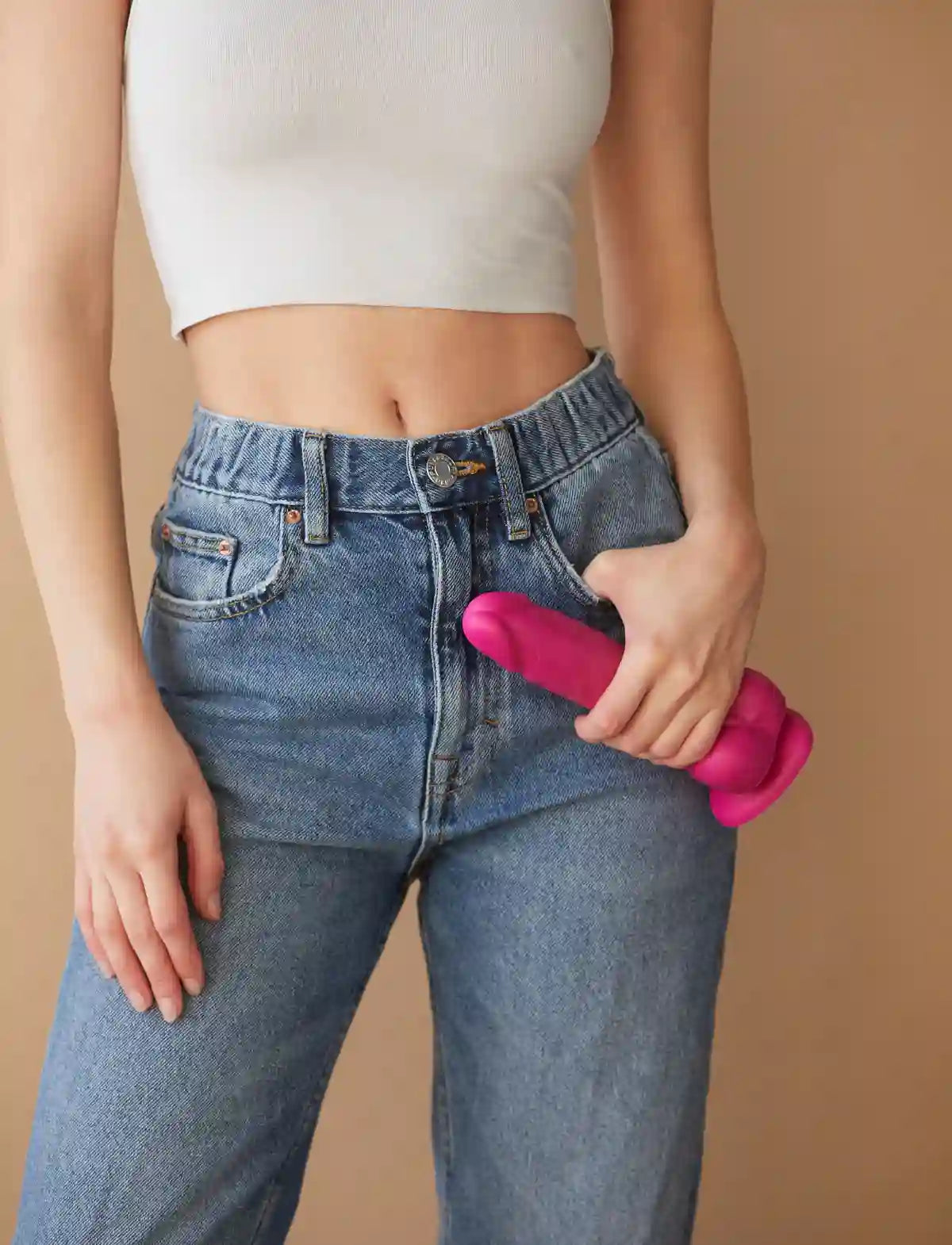 Realistic sliding-skin dildo Strap-on-Me in fuchsia with lifelike texture and ergonomic design for a natural and comfortable feel