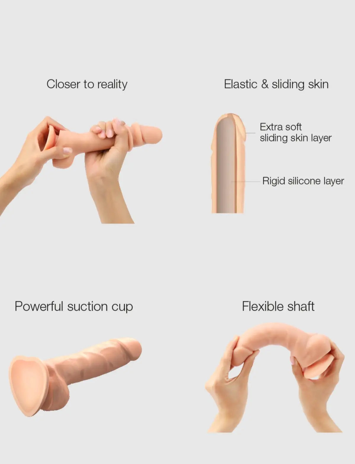 Realistic sliding-skin dildo Strap-on-Me in vanilla with lifelike texture and ergonomic design for a natural and comfortable feel